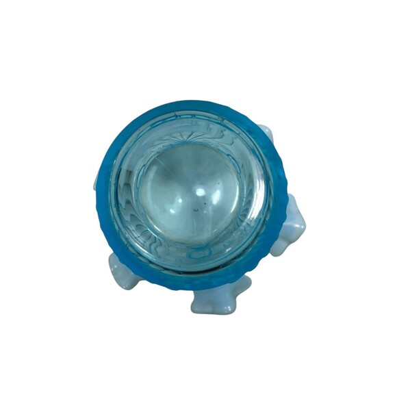 Vintage LG Wright Blue Glass Opalescent Raised Cherry Design Vase MCM 1960’s - Picture 11 of 11